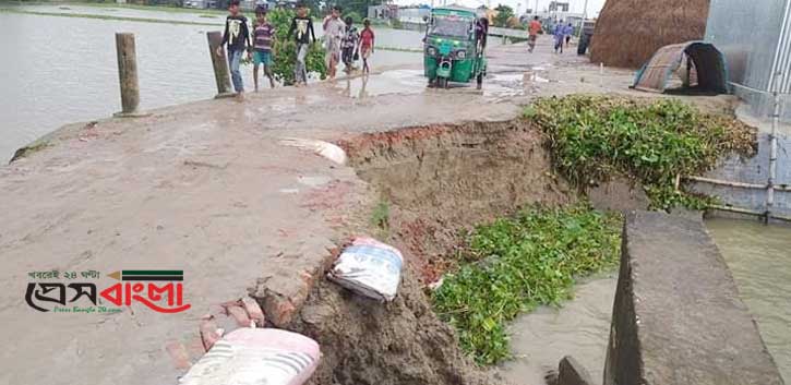 সরাইল-অরুয়াইল রাস্তা বর্ষার ভাঙ্গনের কবলে
