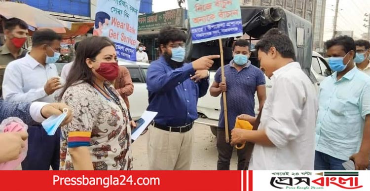করোনা প্রতিরোধে সচেতনতামূলক প্রচারনা চালান ইউএনও নাহিদা বারিক