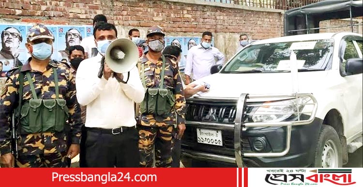 টাঙ্গাইলে মাস্ক পড়া নিশ্চিত করতে ভ্রাম্যমান আদালতের অভিযান
